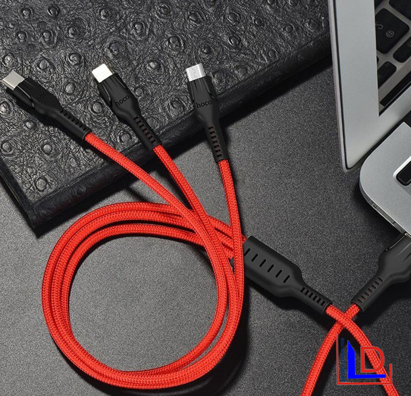 Hoco U31 - Cáp sạc 3 đầu cao cấp Lightning + Micro + Type C